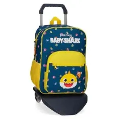 Mochila Escolar Adaptável 38cm c/ Carro Baby Shark MY GOOD FRIEND Azul | Ref. 186.21123T1