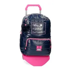 Mochila Escolar Adapt. 42cm c/ Carro Enso MAKE A WISH Azul Escuro | Ref. 186.91923T1