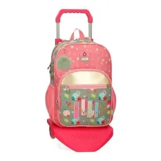 Mochila Escolar Adapt. 38cm c/ Carro Enso NATURE Rosa | Ref. 186.92822T2