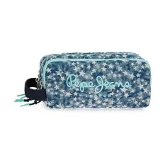 Estojo Escolar Triplo Compartimento Pepe Jeans DENIM STAR Azul | Ref. 186.6544721