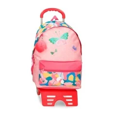 Mochila Escolar Adap c/ Carro 44Cm Roll Road PRECIOUS FLOWER Rosa | Ref. 186.35623T1