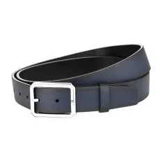 Cinto de Couro MONTBLANC Reversível Fivela 35mm Azul/Preto | Ref. 238.128771