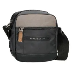Bolsa de Tiracolo Pequena c/ Bolso Frontal Pepe Jeans CARDIFF Preta | Ref. 186.7635231