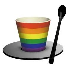 Conjunto de Chávena, Pires e Colher I-Drink LOVE IS LOVE Multicolor | Ref. 343.ID5211