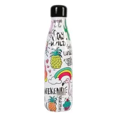 Garrafa Térmica 500ml I-Drink UNICÓRNIO Branca | Ref. 343.ID0009