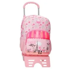 Mochila Escolar Adap. 40cm c/ Carro Roll Road COFFEE SHOP Rosa | Ref. 186.48422T1