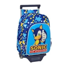 Mochila Infantil Adap. 34cm c/ Carro Sonic SPEED Azul | Ref. 248.612395020