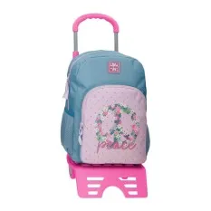 Mochila Escolar Adap. 40Cm c/ Carro Roll Road PEACE Azul | Ref. 186.48622T1