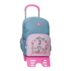 Mochila Escolar Adap. 42Cm c/ Carro Roll Road PEACE Azul | Ref. 186.48624T1