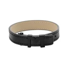 Pulseira de Homem em Couro Montblanc Logo M Preta | Ref. 238.129503