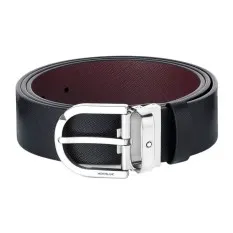 Cinto Clássico de Couro MONTBLANC Reversível 35mm Preto/Bordô | Ref. 238.131176
