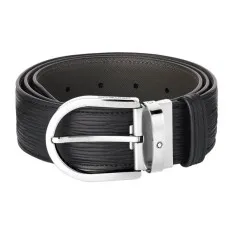 Cinto Clássico de Couro MONTBLANC Fivela Ferradura 40mm Preto | Ref. 238.131172