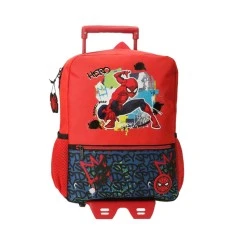 Mochila Pré-Escolar Adap. 33cm c/ Carro SPIDERMAN Urban Vermelha | Ref. 186.29323T1
