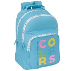 Mochila Escolar Adap. 42cm 2C BENETTON Spring Azul Claro | Ref. 248.612451773