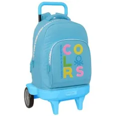 Mochila Grande c/ Rodas Compacta Evolution 45cm BENETTON Spring Azul Claro, Tamanho: 45cm Evolution, Cor: Azul Claro