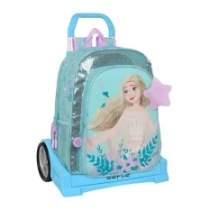 Mochila 42Cm c/ Carro Evolution FROZEN II Hello Spring Azul Turquesa | Ref. 248.612373860