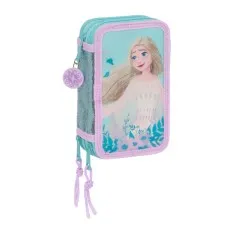 Estojo Escolar Triplo 36 Peças FROZEN II Hello Spring Azul Turquesa | Ref. 248.412373857