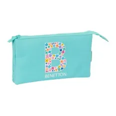 Estojo Escolar Triplo BENETTON Letter Azul Turquesa | Ref. 248.842317744