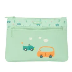 Estojo Grande 2 Zips Fácil Limpeza SAFTA Carros Menta | Ref. 248.842456033