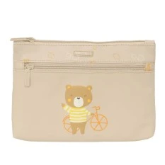 Estojo Grande 2 Zips Fácil Limpeza SAFTA Urso Bege | Ref. 248.842455033