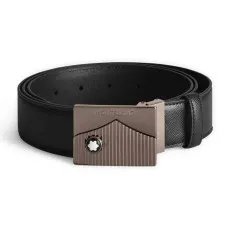 Cinto de Couro Saffiano MONTBLANC Fivela Retangular 35mm Preto | Ref. 238.199090