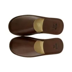 Chinelos de Quarto em Pele N.º 46 JOSEPH LOUIS 9024 Castanho | Ref. 324.9024C46