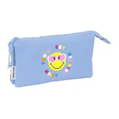 Estojo Escolar Triplo Reciclado SMILEY WORLD Joyful Azul | Ref. 248.842532744
