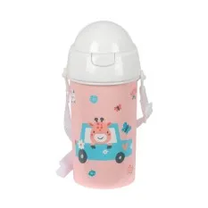 Garrafa 500ml Abertura Aut. c/ Palhinha SAFTA “Jirafa" Rosa | Ref. 248.342492899