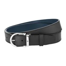 Cinto MONTBLANC Fivela Ferradura Reversível 35mm Preto/Azul | Ref. 238.128784