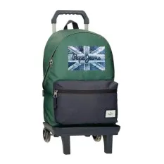 Mochila Escolar Adap. 44Cm c/ Carro PEPE JEANS Jebb Verde | Ref. 186.69823T1