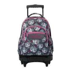 Mochila Escolar Compacta c/ Rodas Renglones TOTTO 7YI Cinza | Ref. 330.MA03ECO00616P7YI