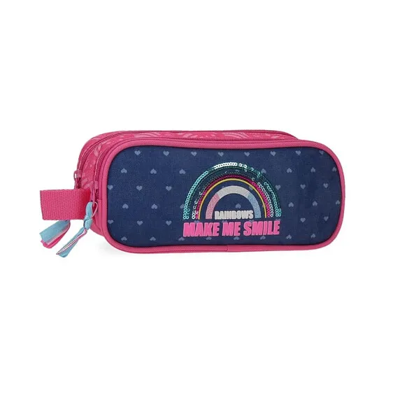 Estojo Escolar Duplo Compartimento Movom GLITTER RAINBOW Rosa | Ref. 186.3044221