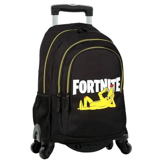 Mochila Escolar 42cm 2C. c/ Carro 4R Fortnite CRAZY BANANA Preta | Ref. 332.T964-919
