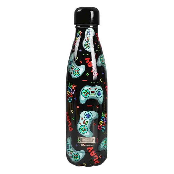 Garrafa Térmica 500ml I-Drink LETS PLAY Preta | Ref. 343.ID0439