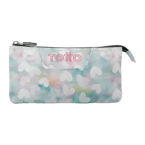 Estojo Escolar Triplo Corações Tablero Totto 4HX Pastel | Ref. 330.AC52ECO012Z4HX