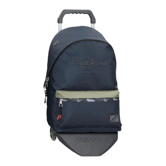 Mochila Escolar Adap. 44cm c/ Carro Pepe Jeans CROMWELL Azul Escuro | Ref. 186.67723T1