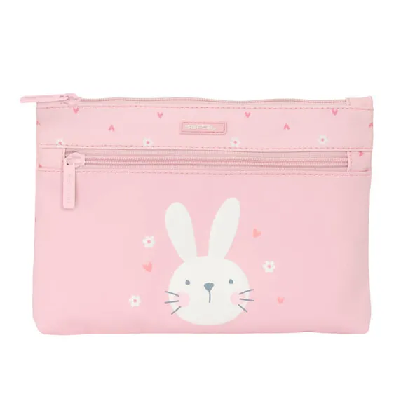 Estojo Grande 2 Zips Fácil Limpeza SAFTA Bunny Rosa | Ref. 248.842460033