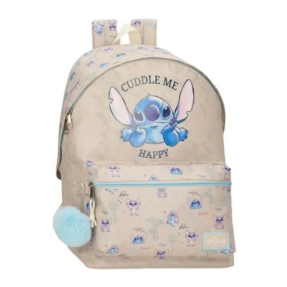 Mochila Escolar Adap. 44Cm STITCH Cuddle Me Happy Bege | Ref. 186.31125D1