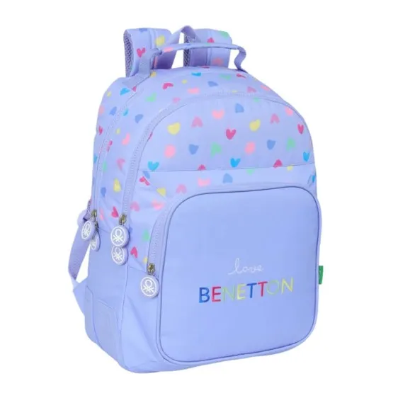 Mochila Escolar Adap. 42Cm 2C BENETTON Lila Roxo Lilás | Ref. 248.612551773