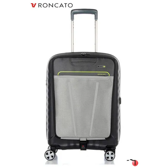 Trolley de Viagem Cabine com 4 rodas Spinner 55 cm Expansível Lima/Preto Double Roncato - Ref. 99.51453701