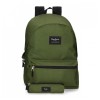 Mochila para Portátil + Estojo Pepe Jeans ARIS Evergreen Verde Escuro | Ref. 186.63392A4