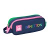 Estojo Escolar Duplo BENETTON Damero Azul Marinho | Ref. 248.812550513