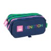 Estojo Escolar Triplo Big BENETTON Damero Azul Marinho | Ref. 248.812550710