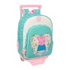 Mochila Infantil 34Cm c/ Carro PEPPA PIG Pretty Flowers Turquesa | Ref. 248.612390020