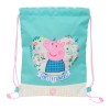Saco Mochila Júnior 34Cm PEPPA PIG Pretty Flowers Turquesa | Ref. 248.612390855