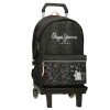 Mochila Escolar Adap. 44cm 2C c/ Carro PEPE JEANS Cintia Preta | Ref. 186.60124V1