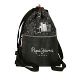 Mochila Saco c/ Bolso Frontal PEPE JEANS Cintia Preta | Ref. 186.6013841