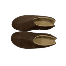 Chinelos de Quarto em Pele Castanho Tamanho 46 | Ref. 226.2157C46