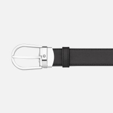 Cinto de Couro Montblanc Reversível Fivela 30mm Preto/Castanho | Ref. 238.113834