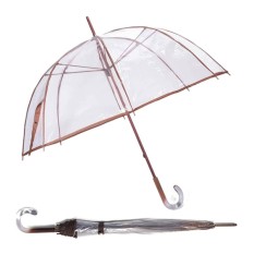 Guarda-Chuva de Senhora Benzi Manual 8V Transparente c/ Castanho | Ref. 288.PA60C